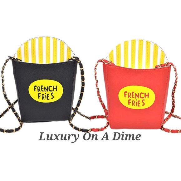 French Fries Purse Novelty Shoulder Chain Crossbody Handbag Cosplay Food Bucket - Picture 2 of 11